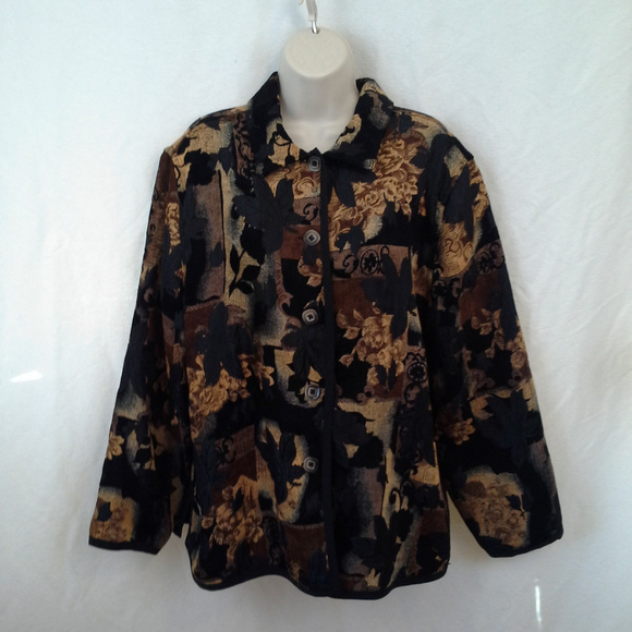 Dress Barn Jackets Coats Jacket 18w Reversible Tapestry Brown